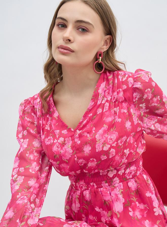 Styli Floral Chiffon Dress  - Image 4