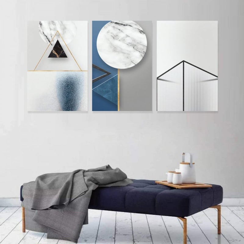 Marktna Three abstract canvas paintings with a hollow frame, measuring (120×60), three pieces - Image 1
