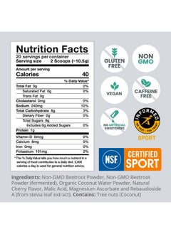 Humann humanN SuperBeets Sport Pre Workout Powder - NSF Certified for Sport - Caffeine Free Energy - Nitric Oxide Supplement - Creatine & Stimulant Free - Wild Cherry Flavor, 20 Servings  - Image 2