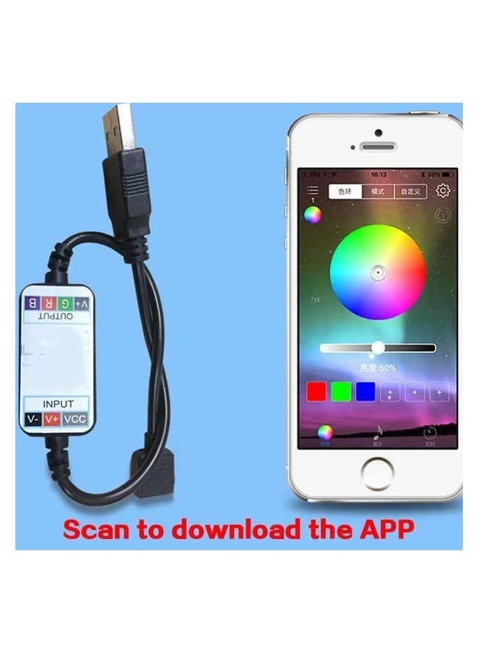 شريط إضاءة LED مرن صغير لاسلكي 5 متر مزود بتقنية البلوتوث RGB LED متزامن مع إضاءة الموسيقى لديكور المنزل والمطبخ وغرفة النوم والسيارة والفندق - Image 4