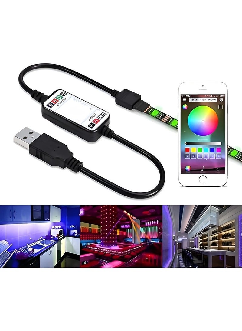 شريط إضاءة LED مرن صغير لاسلكي 5 متر مزود بتقنية البلوتوث RGB LED متزامن مع إضاءة الموسيقى لديكور المنزل والمطبخ وغرفة النوم والسيارة والفندق - Image 1