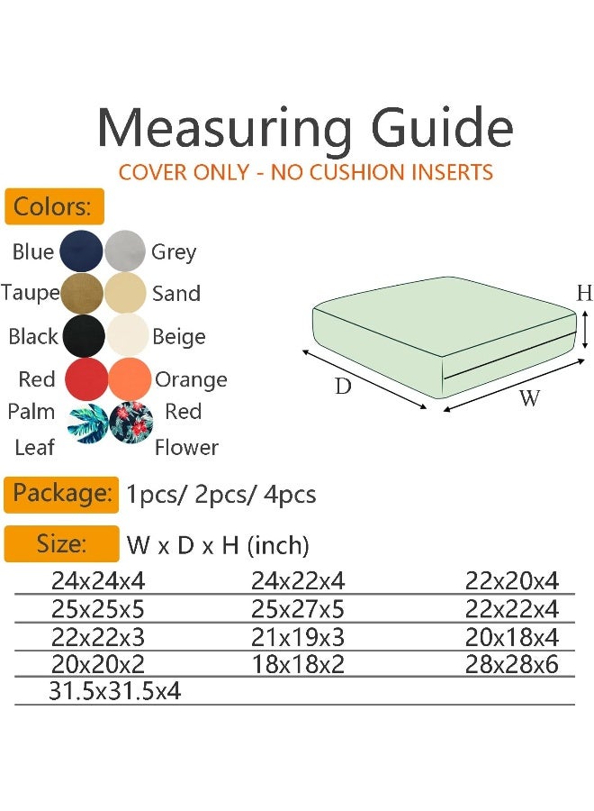 FLYMEI Patio Cushion Covers 24X24X4, Outdoor Furniture Cushions Cover Replacement, Water Resistant Outdoor Couch Cushion Covers Patio Cushion Slipcovers - Image 2