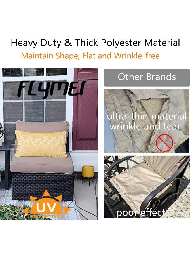 FLYMEI Patio Cushion Covers 24X24X4, Outdoor Furniture Cushions Cover Replacement, Water Resistant Outdoor Couch Cushion Covers Patio Cushion Slipcovers - Image 4