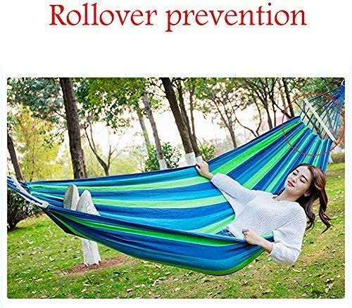 credsy Travel Camping Portable Outdoor Hammock Cotton Striped Foldable Fabric Swing Bed Camping Canvas Stripe Outdoor Portable with Bag Fit 2 People280x 100 cm - Image 2
