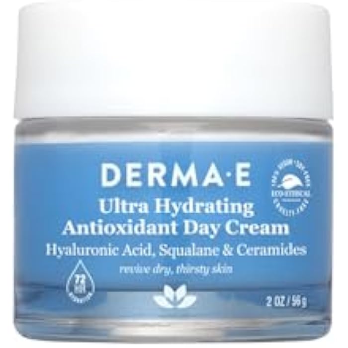 derma-e Derma E Ultra Hydrating Antioxidant Day Cream – Face Moisturizer with Hyaluronic Acid, Squalane, and Ceramides to Smooth and Nourish, Hydrating Face Moisturizer for Sensitive Skin, 2 Fl Oz - Image 1