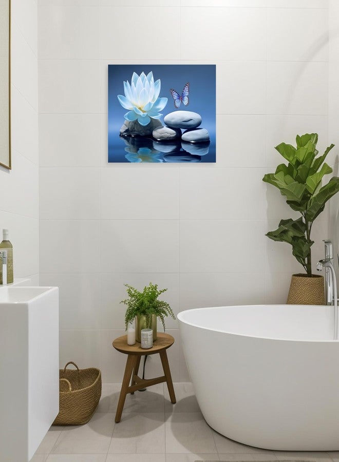 ARTZGX Blue Zen Wall Art Lotus Flower Canvas Spa Stone Pictures for Bathroom Wall Decor Meditation Butterfly Painting Frame(Zen - A 12.00" x 18.00") - Image 5