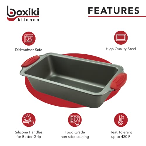 Boxiki Kitchen Non Stick Steel Banana Bread Pan for Baking, Premium Loaf Pan 8.5 Inch With Easy to Clean & Quick Release Coating - Professional Baking Pan With Silicone Handles - Image 3