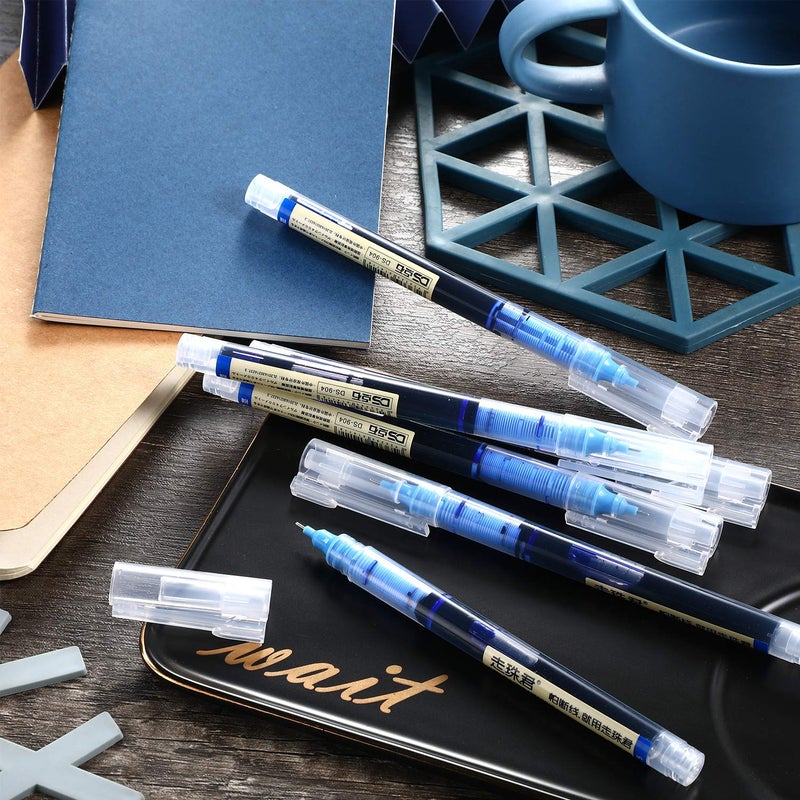 Frienda 12 Pieces Rolling Ball Pens 0.5 mm Japanese Quick Drying Fine Point Pens Liquid Ink Smooth Writing for Office Student Back to School Supplies(Black and Blue) - Image 5