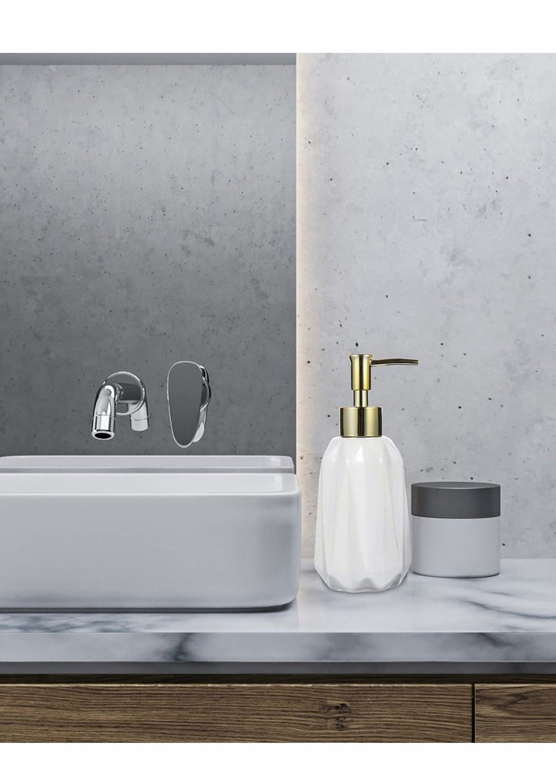 Y&D Soap Dispenser 10oz White Countertop Ceramic with Pump Bathroom and Kitchen Refillable Decorative Boho Great for Hand Sanitizer Dish Lotion (White)  - Image 3