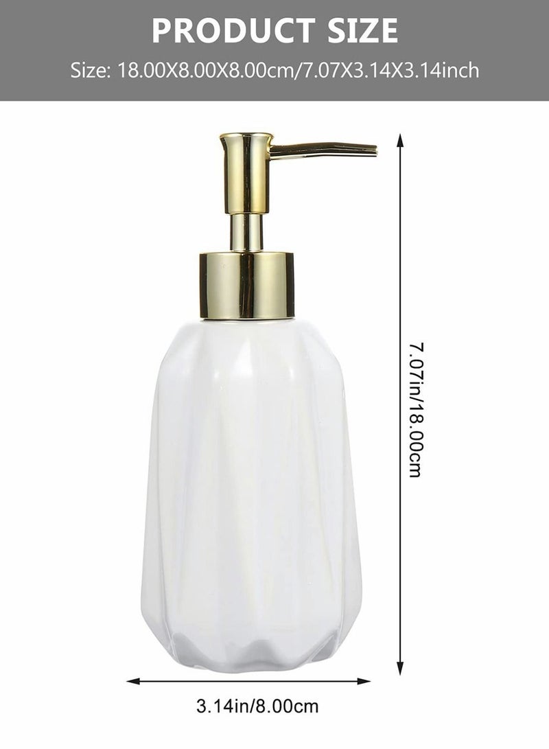 Y&D Soap Dispenser 10oz White Countertop Ceramic with Pump Bathroom and Kitchen Refillable Decorative Boho Great for Hand Sanitizer Dish Lotion (White)  - Image 2