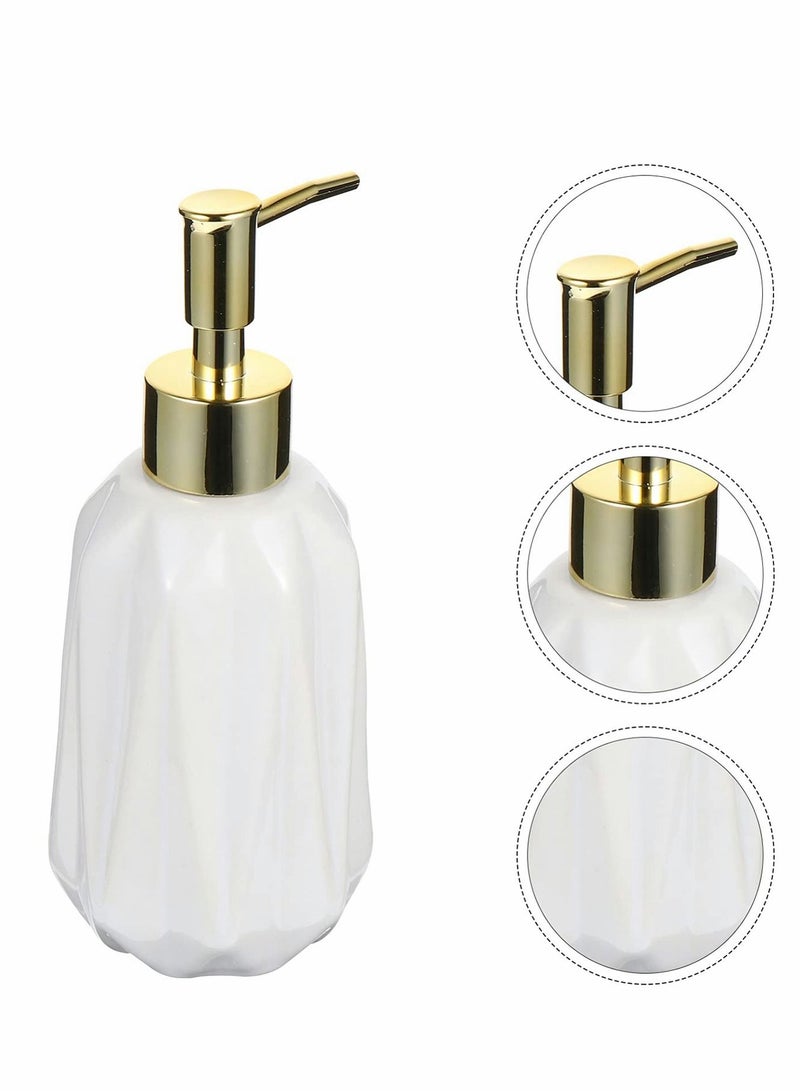 Y&D Soap Dispenser 10oz White Countertop Ceramic with Pump Bathroom and Kitchen Refillable Decorative Boho Great for Hand Sanitizer Dish Lotion (White)  - Image 1