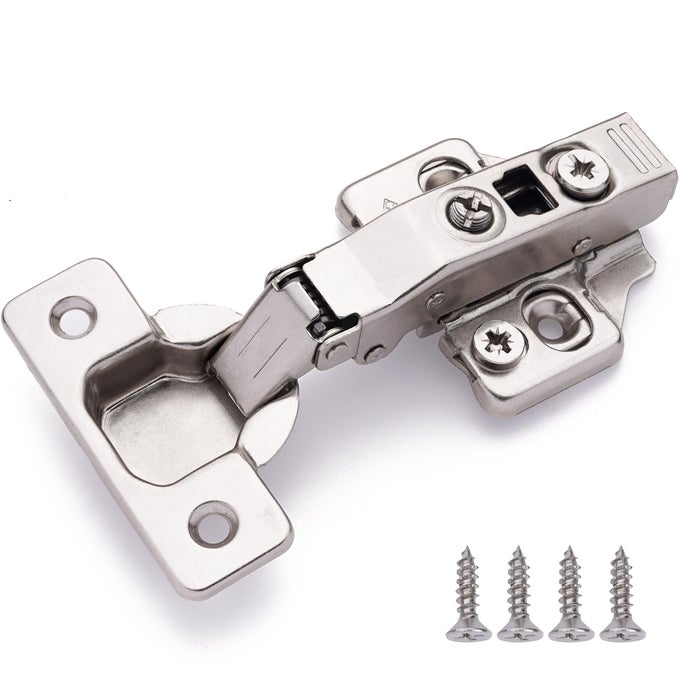 FULL OVERLAY EUROPEAN SOFT CLOSE CABINET HINGES FOR KITCHEN CABINETS 40 PCS 105 FRAMELESS CONCEALED CABINET DOOR HINGE 8 WAY ADJUSTABILITY CLIP ON PLATE FOR EASY INSTALLATION