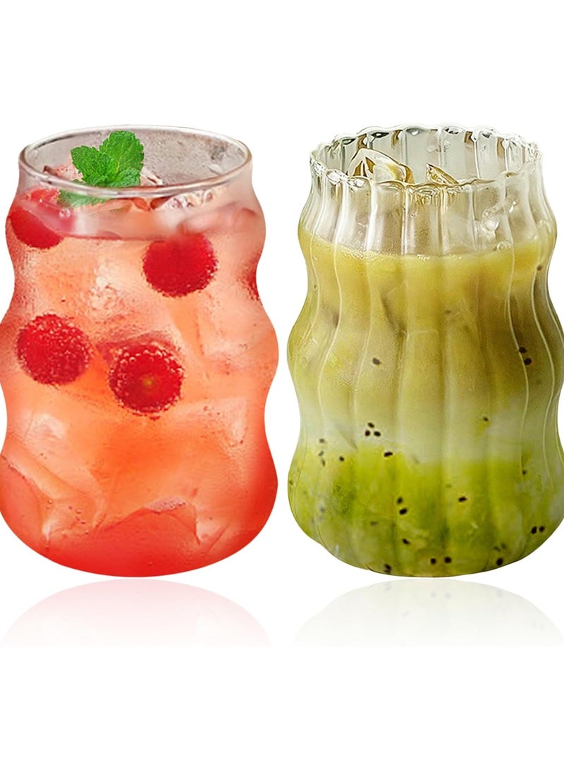 High temperature resistant ribbed glass cup hot water and ice coffee ice juice cup 500ml - Image 3