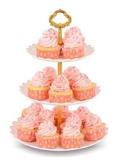 Generic Large 3-Tier Cupcake Stand 10.9Inch Plastic Serving Tray for Wedding Birthday Baby Shower Summer Autumn Party  - Image 1