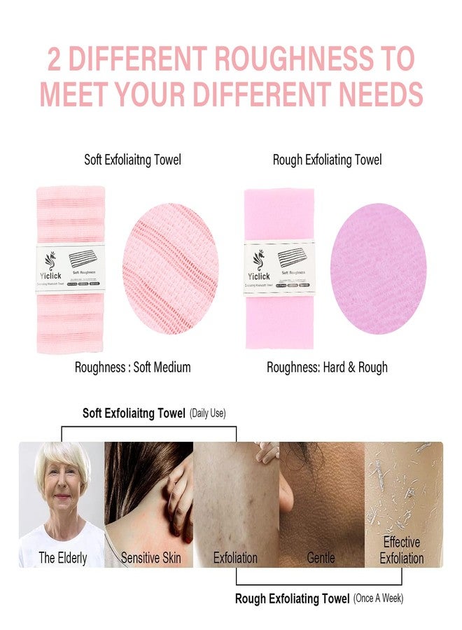 Yiclick Exfoliating Washcloth Towel - Exfoliating Body Scrubber, Loofah Wash Sponge - Korean & Japanse & African Washcloth - Soft + Rough Exfoliating Back Scrubber - for Senstive and Rough Skin - Image 2