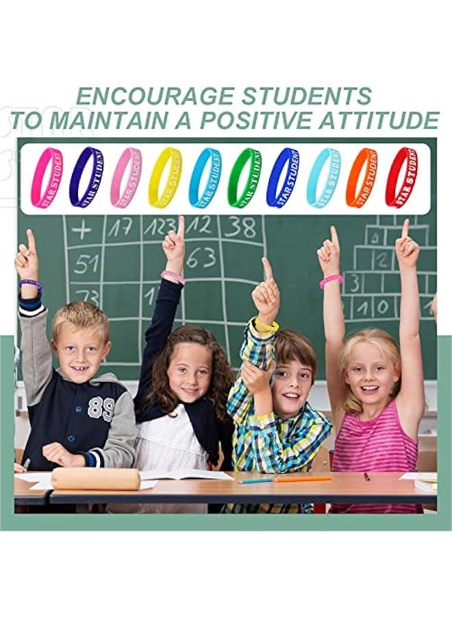 Generic 100 Pcs Star Student Wristbands Fancy Reward Bracelets for Students Beautiful Star Color Wristbands Silicone Bracelets for Kids School Classroom Prize  - Image 5