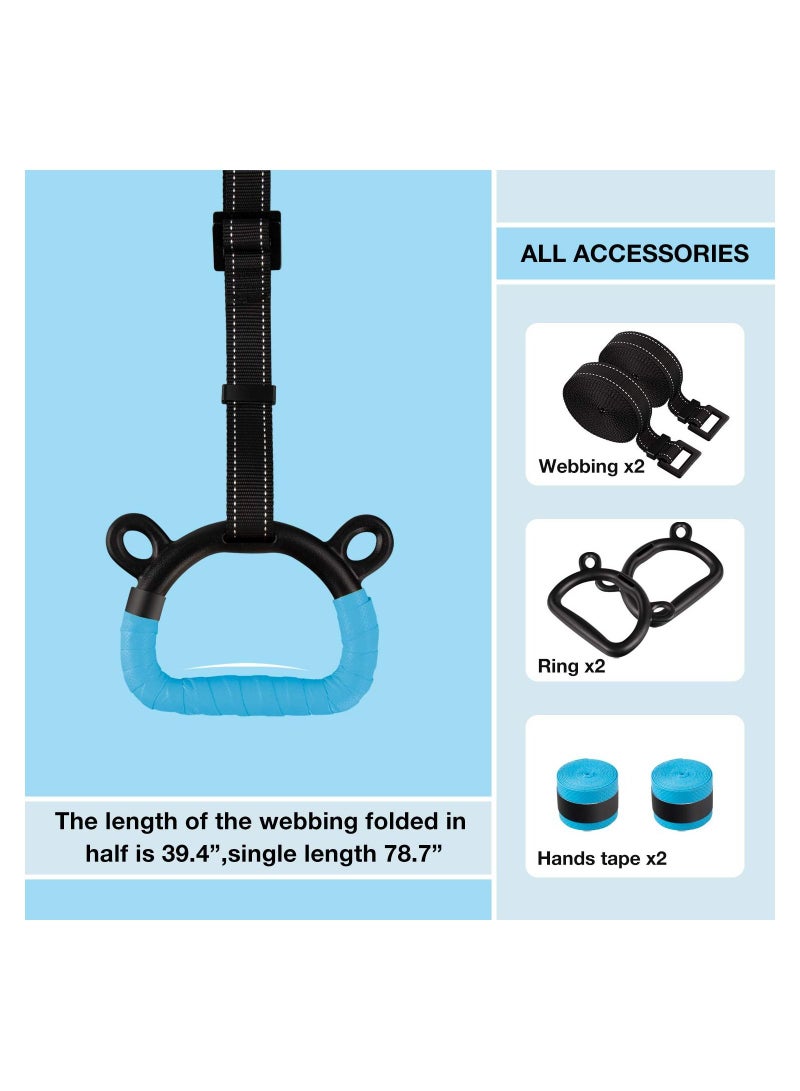 KASTWAVE Gymnastic Rings, Children Exercise Pull up Rings with Adjustable Straps No punching, Kids Home Indoor Load Bearing 220lb Without Bar - Image 2