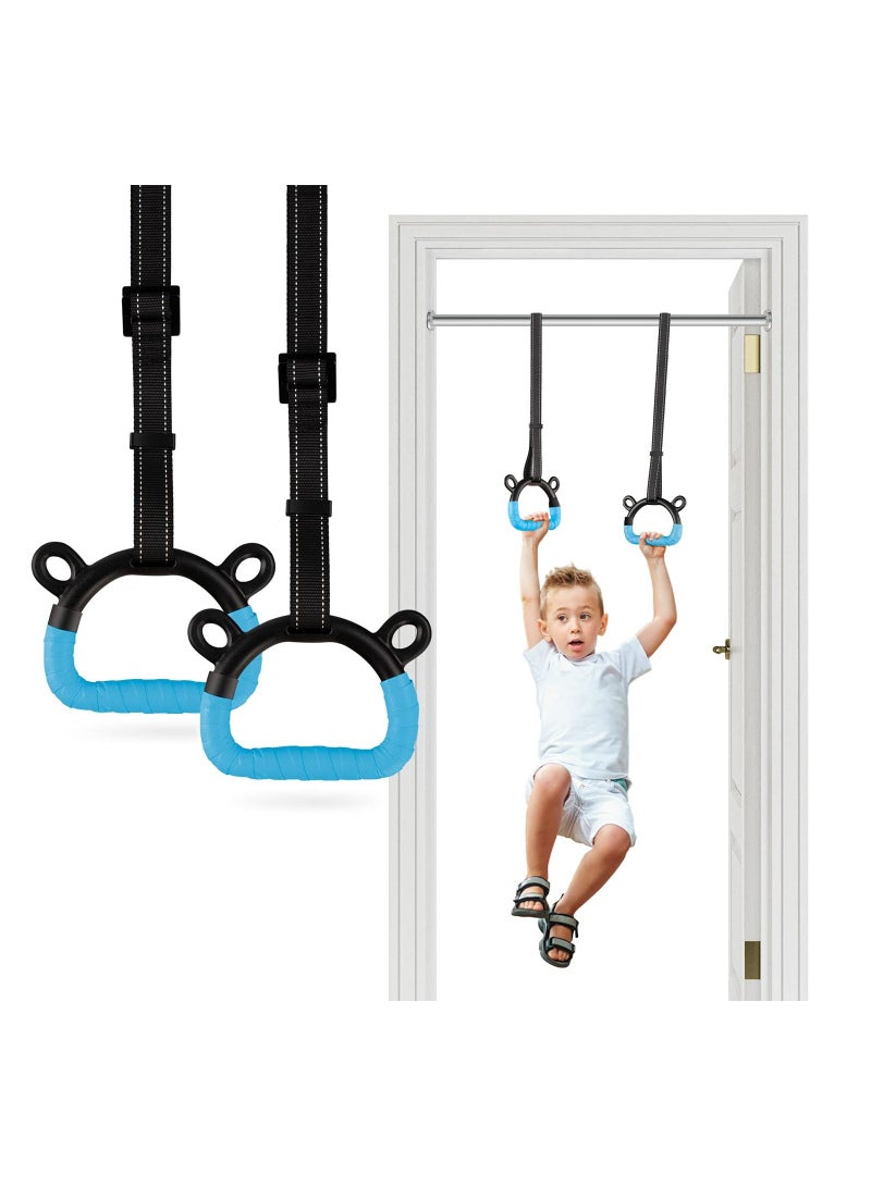 KASTWAVE Gymnastic Rings, Children Exercise Pull up Rings with Adjustable Straps No punching, Kids Home Indoor Load Bearing 220lb Without Bar - Image 1