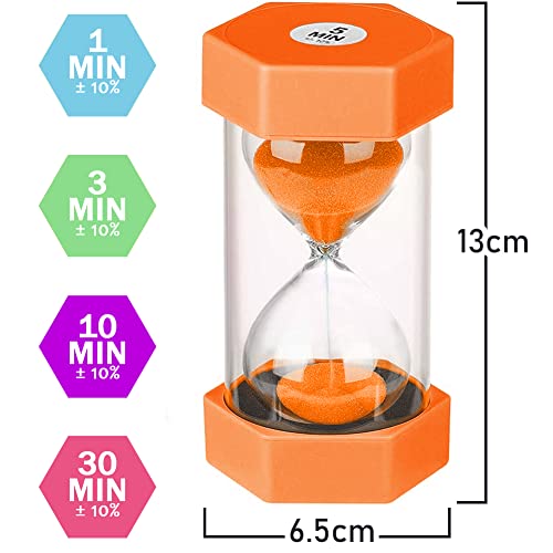 SANDTIMER 5 PcsColorful Hourglass, Sand Timers, Acrylic Hourglass Timer, Kitchen Timer,1/3/5/10/30 Minutes Sandglass for Classroom, Home, Kitchen, Office Decoration - Image 4