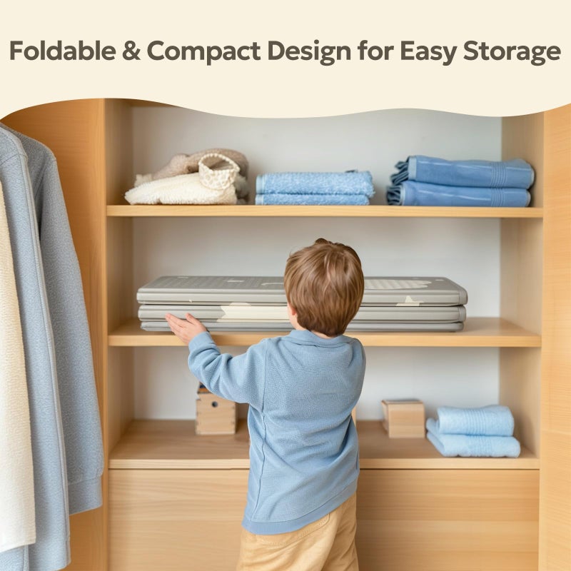 Mallify Extra Large Foldable Play Mat, Reversible Baby Play Mat with Edge Reinforcement, Non-Toxic & Waterproof Baby for Floor, Foam Playmat with Travel Bag, Rainbow, Cloud & Moon, 71"x59" - Image 5