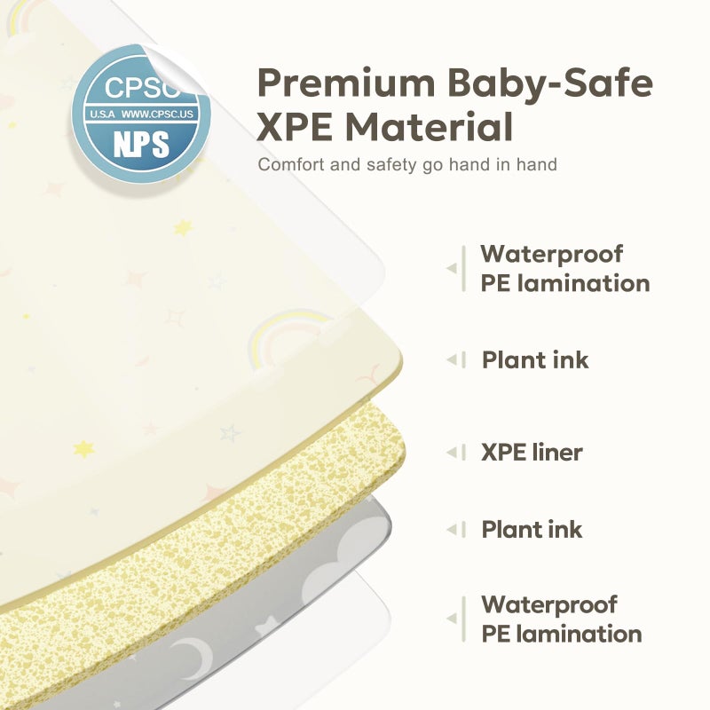 Mallify Extra Large Foldable Play Mat, Reversible Baby Play Mat with Edge Reinforcement, Non-Toxic & Waterproof Baby for Floor, Foam Playmat with Travel Bag, Rainbow, Cloud & Moon, 71"x59" - Image 3