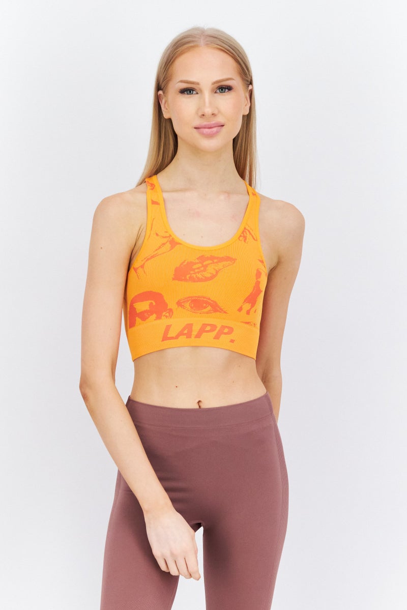 LAPP Women Non Padded Training Sports Bra, Orange - Image 1