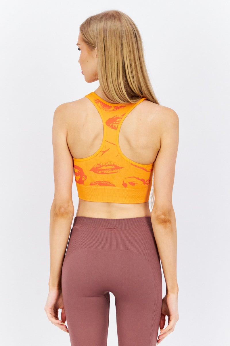 LAPP Women Non Padded Training Sports Bra, Orange - Image 4