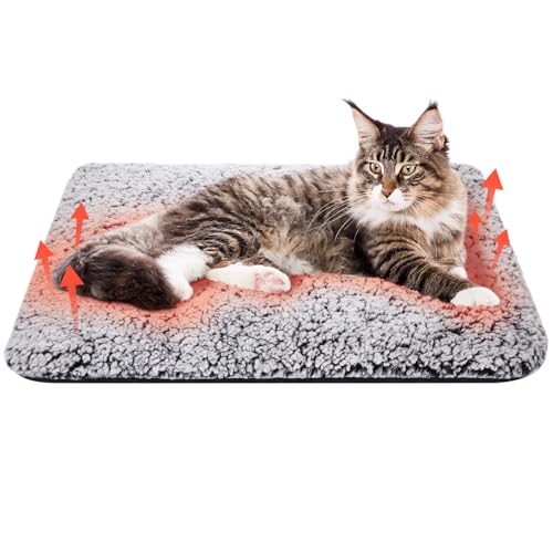 Clysee Self Warming Cat Bed Pad Self Heating Pet Mat Warmer Bed Mat for Feral and Indoor Washable Thermal Pet Kennel Pad with AntiSlip Bottom Gray16 x 20 Inch - Image 1
