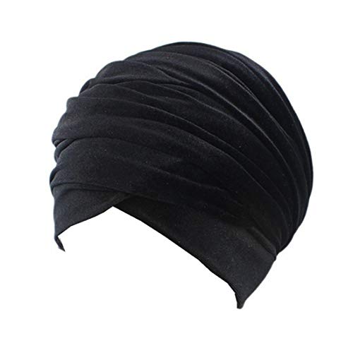 Qhome cap Qhome Luxury Pleated Velvet Turban Hijab Head Wrap Extra Long Tube Indian Headwrap Scarf Tie - Image 1