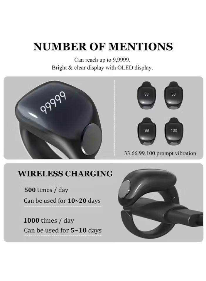 Digital Tasbih Counter Ring – Smart Electronic Finger Tally Counter for Prayer, Zikr & Tasbeeh | Portable Islamic Tasbeeh Rin - Image 4