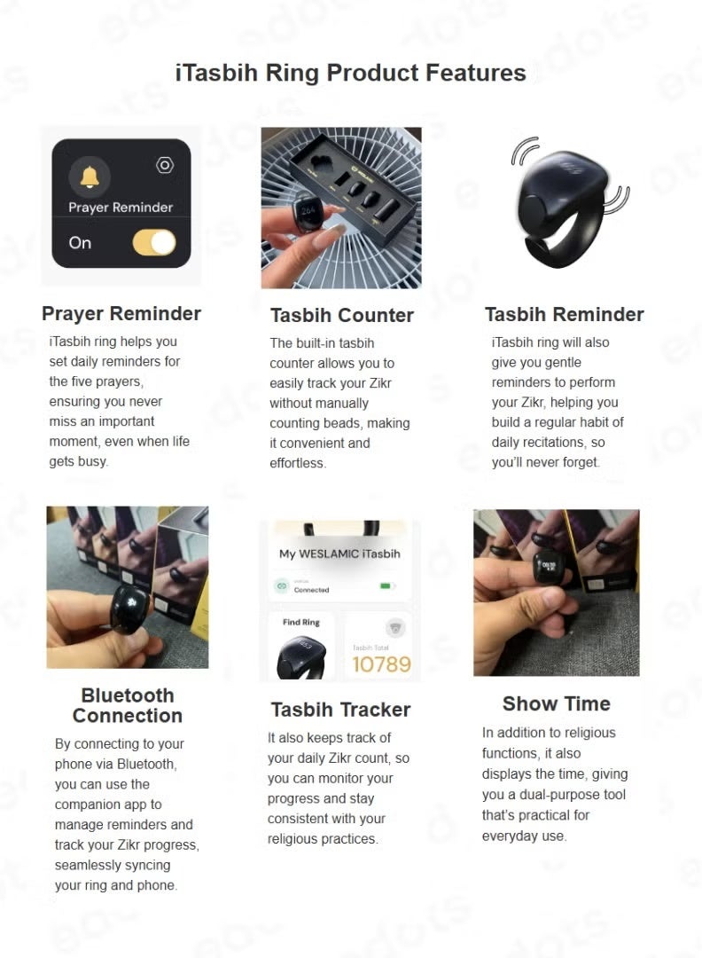 Digital Tasbih Counter Ring – Smart Electronic Finger Tally Counter for Prayer, Zikr & Tasbeeh | Portable Islamic Tasbeeh Rin - Image 4