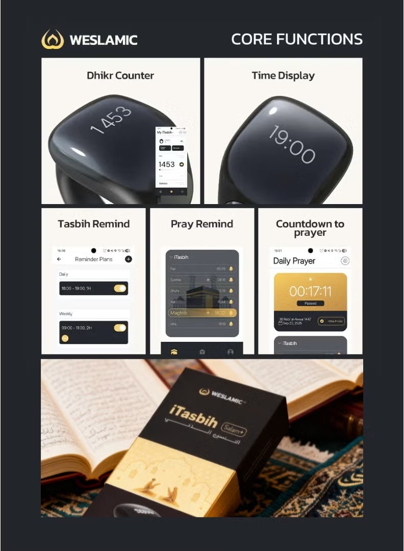 Digital Tasbih Counter Ring – Smart Electronic Finger Tally Counter for Prayer, Zikr & Tasbeeh | Portable Islamic Tasbeeh Rin - Image 3