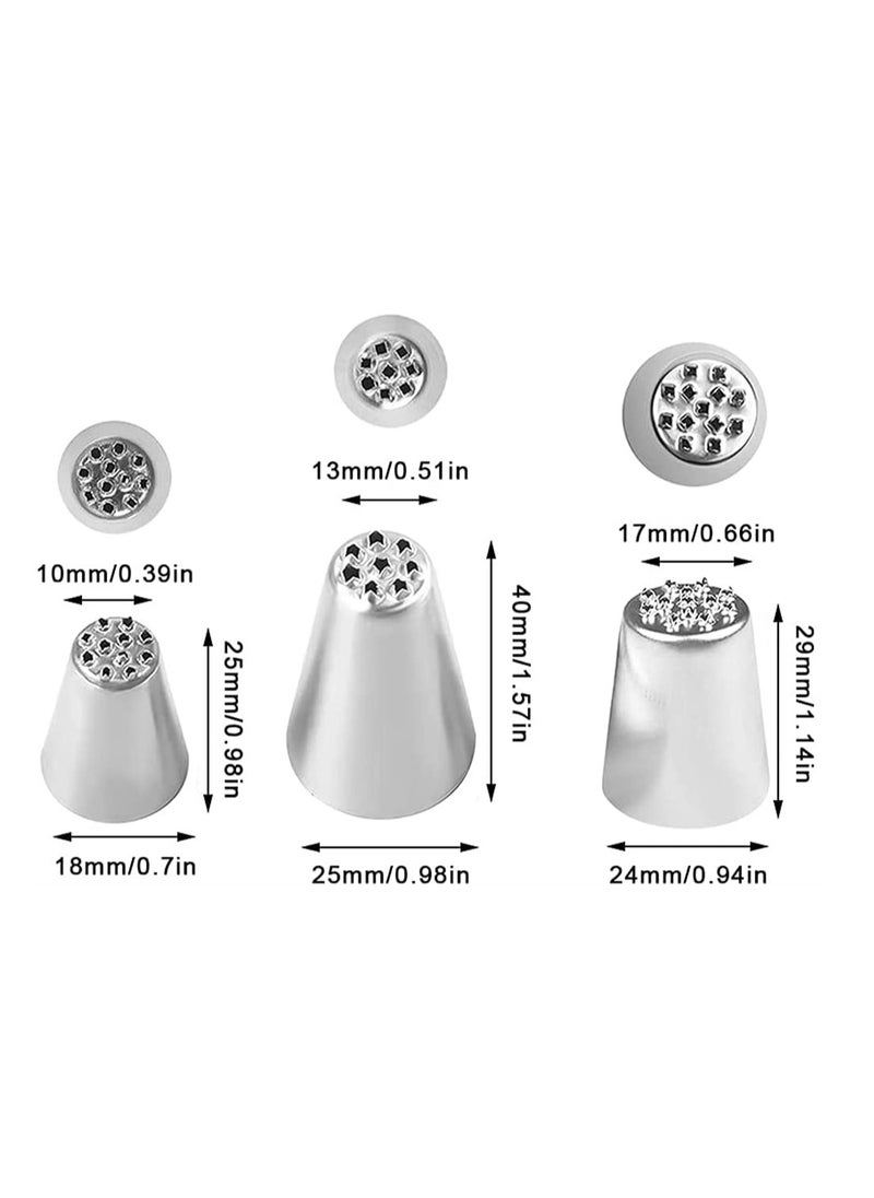 SYOSI - 3 Pcs Stainless Steel Grass Icing Nozzles Set Mousse Cake Decorating Tips Pipe Nozzle DIY Baking Tool Beginners Use for and Decoration Cupcakes Biscuits - Image 1