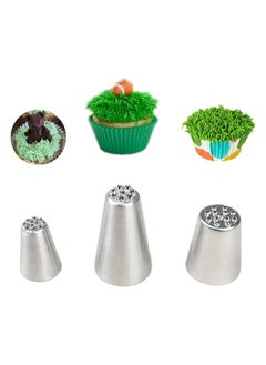 3 Pcs Stainless Steel Grass Icing Nozzles Set Mousse Cake Decorating Tips Pipe Nozzle DIY Baking Tool Beginners Use for and Decoration Cupcakes Biscuits