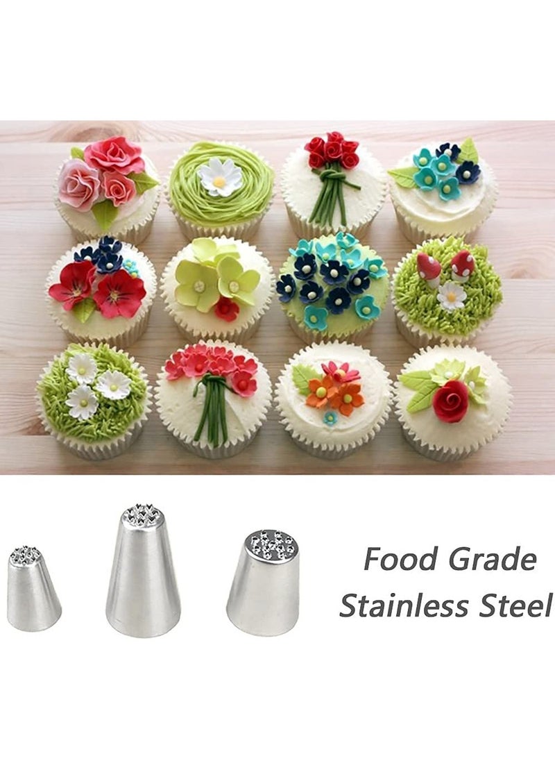 SYOSI - 3 Pcs Stainless Steel Grass Icing Nozzles Set Mousse Cake Decorating Tips Pipe Nozzle DIY Baking Tool Beginners Use for and Decoration Cupcakes Biscuits - Image 1