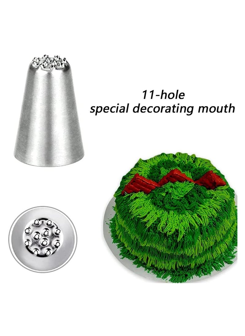 SYOSI - 3 Pcs Stainless Steel Grass Icing Nozzles Set Mousse Cake Decorating Tips Pipe Nozzle DIY Baking Tool Beginners Use for and Decoration Cupcakes Biscuits - Image 1
