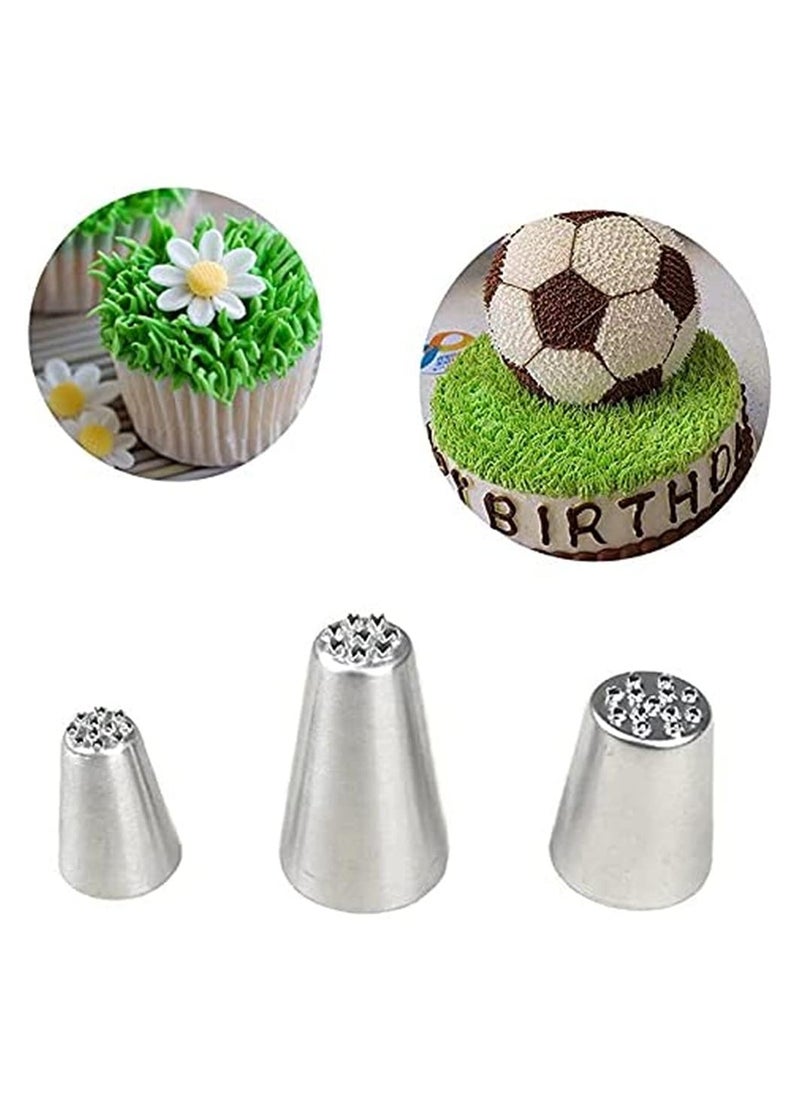 SYOSI - 3 Pcs Stainless Steel Grass Icing Nozzles Set Mousse Cake Decorating Tips Pipe Nozzle DIY Baking Tool Beginners Use for and Decoration Cupcakes Biscuits - Image 1