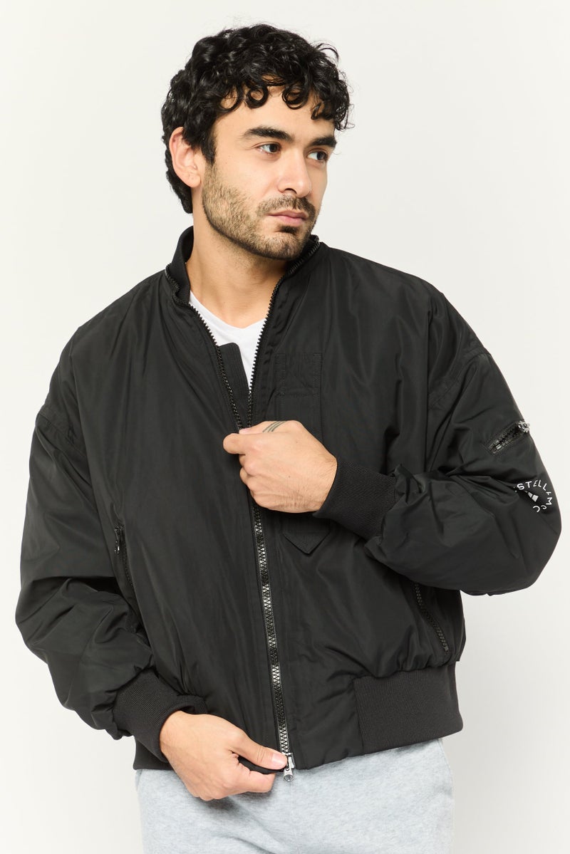 Adidas جاكيت رياضي للرجال بأكمام طويلة مناسب للخارج، أسود - Image 1