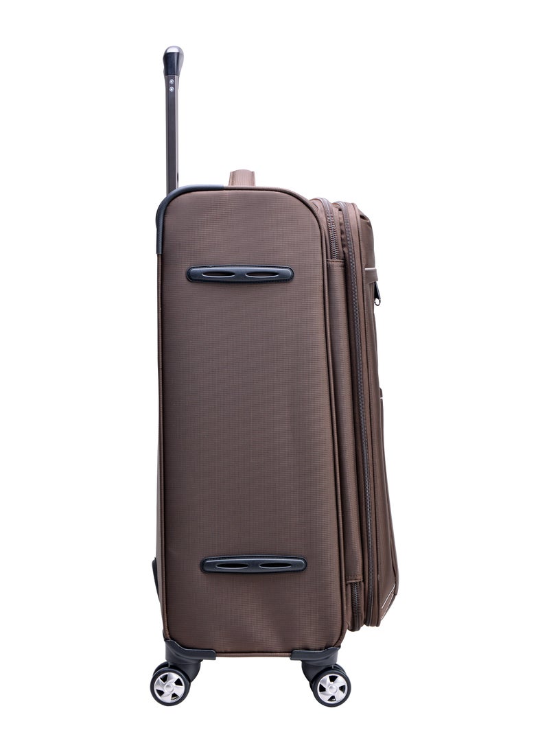 eminent - Soft Shell Travel Bag Expandable Trolley Luggage Set of 3 for Unisex Polyester Light Weight Suitcase with TSA lock 4 Quiet Double Spinner Wheels V6093SZ Camel - Image 1