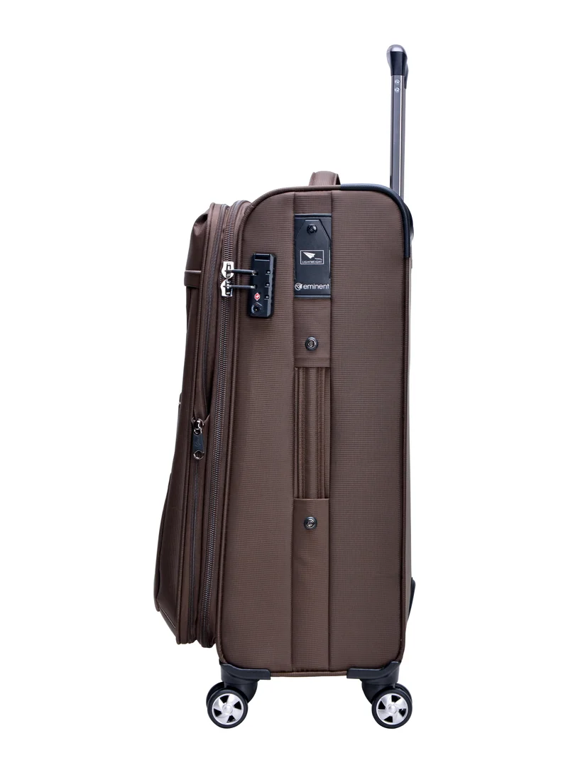 إيمينينت Soft Shell Travel Bag Expandable Trolley Luggage Set of 3 for Unisex Polyester Light Weight Suitcase with TSA lock 4 Quiet Double Spinner Wheels V6093SZ Camel