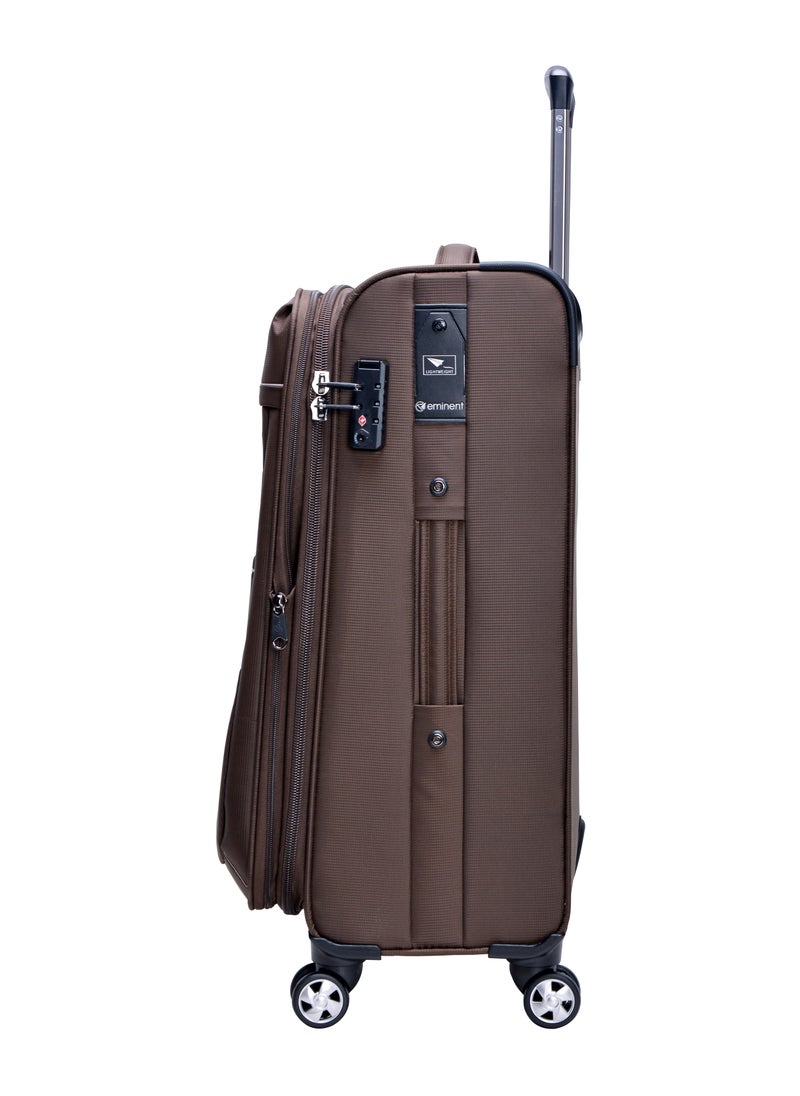 eminent - Soft Shell Travel Bag Expandable Trolley Luggage Set of 3 for Unisex Polyester Light Weight Suitcase with TSA lock 4 Quiet Double Spinner Wheels V6093SZ Camel - Image 1