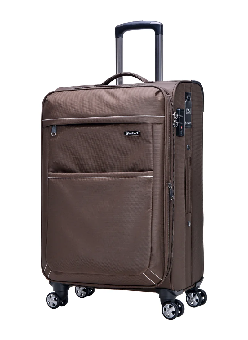 إيمينينت Soft Shell Travel Bag Expandable Trolley Luggage Set of 3 for Unisex Polyester Light Weight Suitcase with TSA lock 4 Quiet Double Spinner Wheels V6093SZ Camel