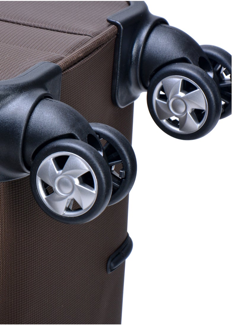 eminent - Soft Shell Travel Bag Expandable Trolley Luggage Set of 3 for Unisex Polyester Light Weight Suitcase with TSA lock 4 Quiet Double Spinner Wheels V6093SZ Camel - Image 1