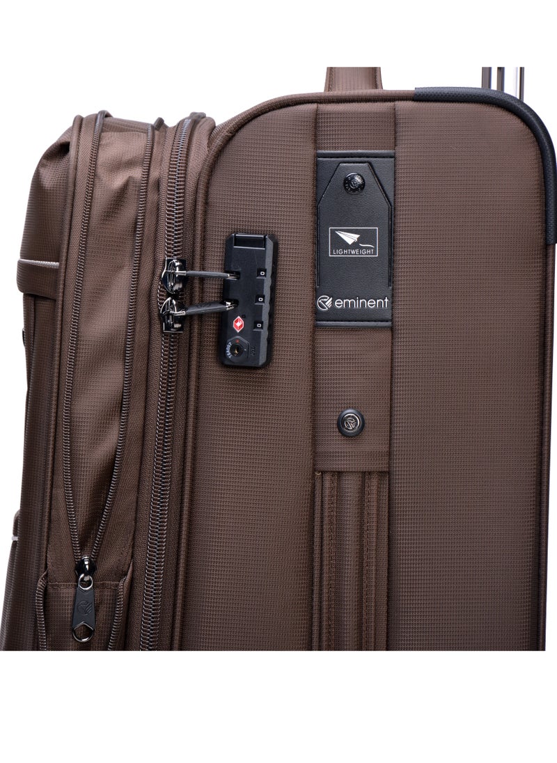 eminent - Soft Shell Travel Bag Expandable Trolley Luggage Set of 3 for Unisex Polyester Light Weight Suitcase with TSA lock 4 Quiet Double Spinner Wheels V6093SZ Camel - Image 1