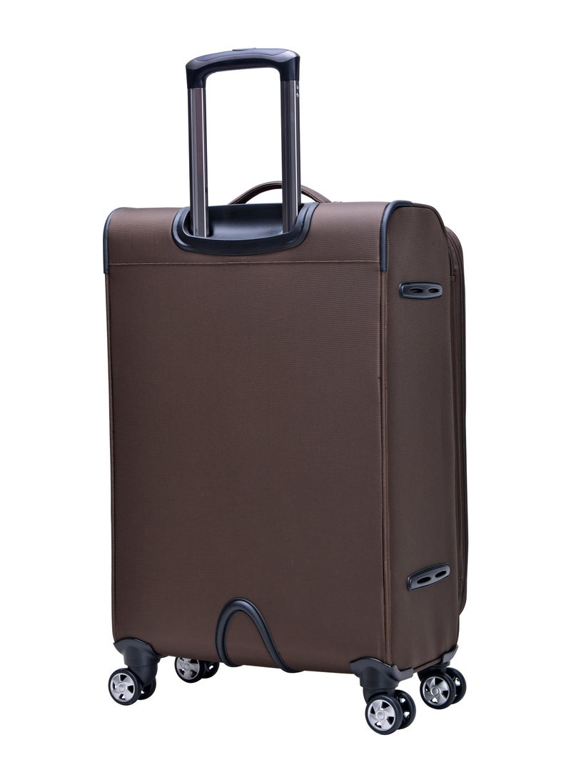 eminent - Soft Shell Travel Bag Expandable Trolley Luggage Set of 3 for Unisex Polyester Light Weight Suitcase with TSA lock 4 Quiet Double Spinner Wheels V6093SZ Camel - Image 1