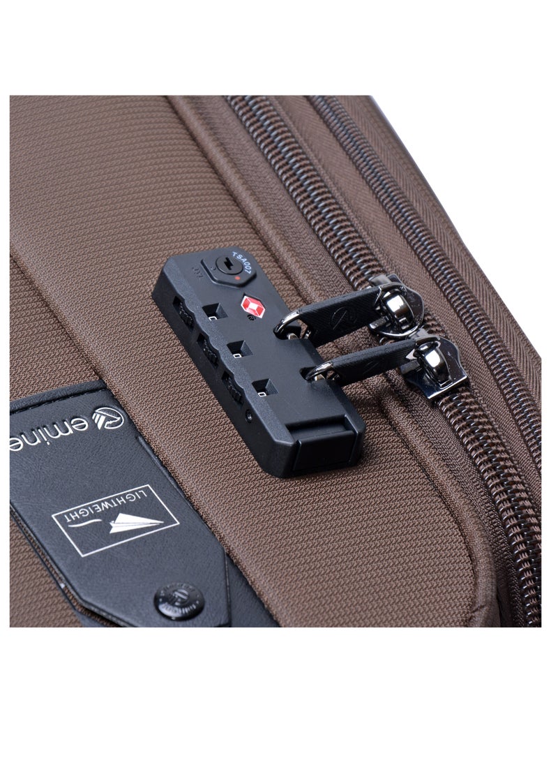 eminent - Soft Shell Travel Bag Expandable Trolley Luggage Set of 3 for Unisex Polyester Light Weight Suitcase with TSA lock 4 Quiet Double Spinner Wheels V6093SZ Camel - Image 1