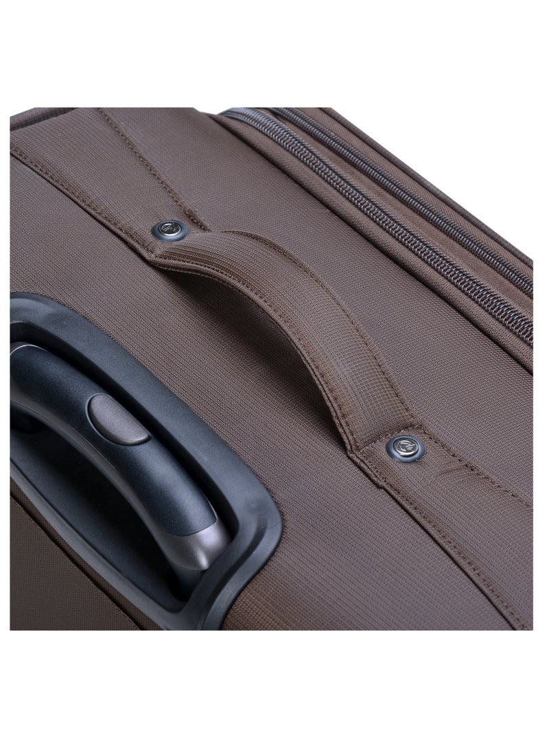eminent - Soft Shell Travel Bag Expandable Trolley Luggage Set of 3 for Unisex Polyester Light Weight Suitcase with TSA lock 4 Quiet Double Spinner Wheels V6093SZ Camel - Image 1