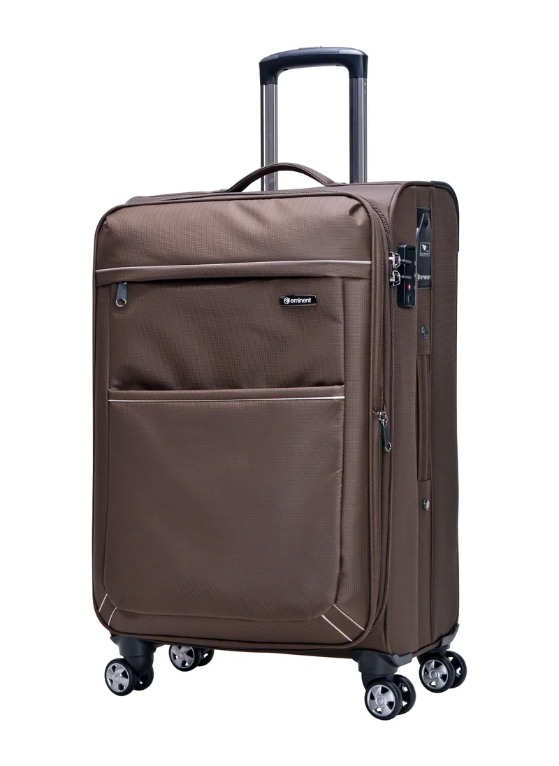 إيمينينت Soft Shell Travel Bag Expandable Trolley Luggage Set of 3 for Unisex Polyester Light Weight Suitcase with TSA lock 4 Quiet Double Spinner Wheels V6093SZ Camel
