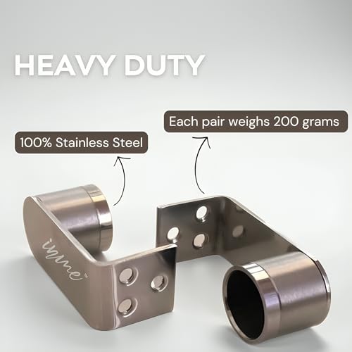 Inme Heavy Duty Stainless Steel Curtain Rod Holder, Wall to Ceiling Mount Bracket - 3 Inch (Silver) With Screws and Wall Plugs Included (Pack of 2) - Image 3