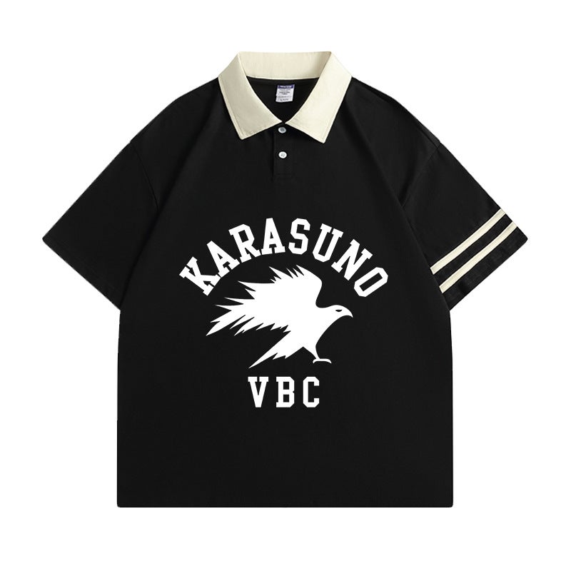 Volleyball Junior Animation Short-sleeved T-shirt Men's and Women's Uno College Volleyball Department Xigu Evening Retro Polo Shirt Summer New - Image 1
